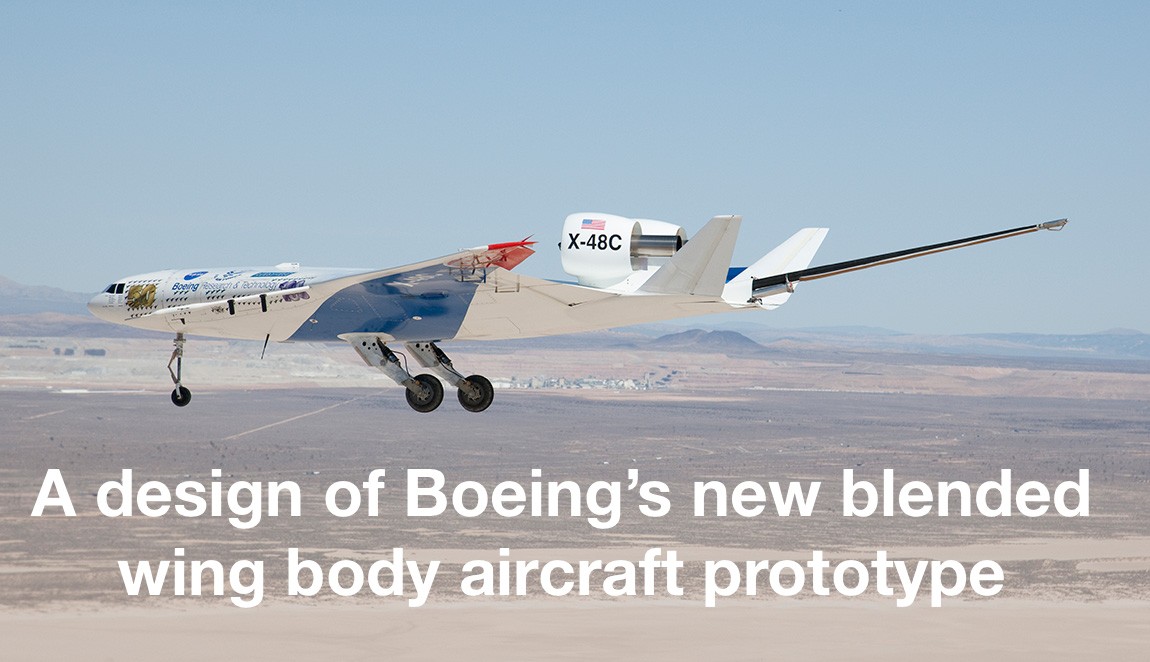 The design of Boeing's new blended wing body aircraft prototype.